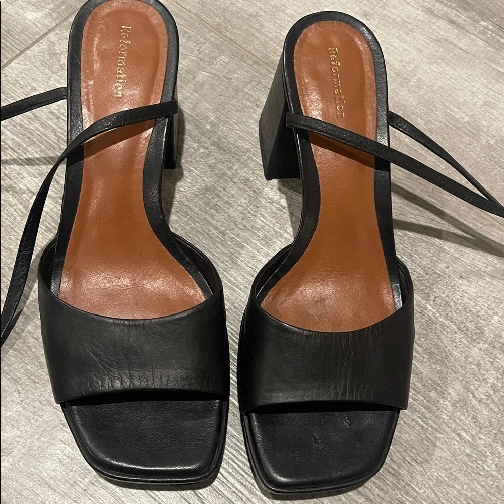 Reformation ankle tie platform sandals